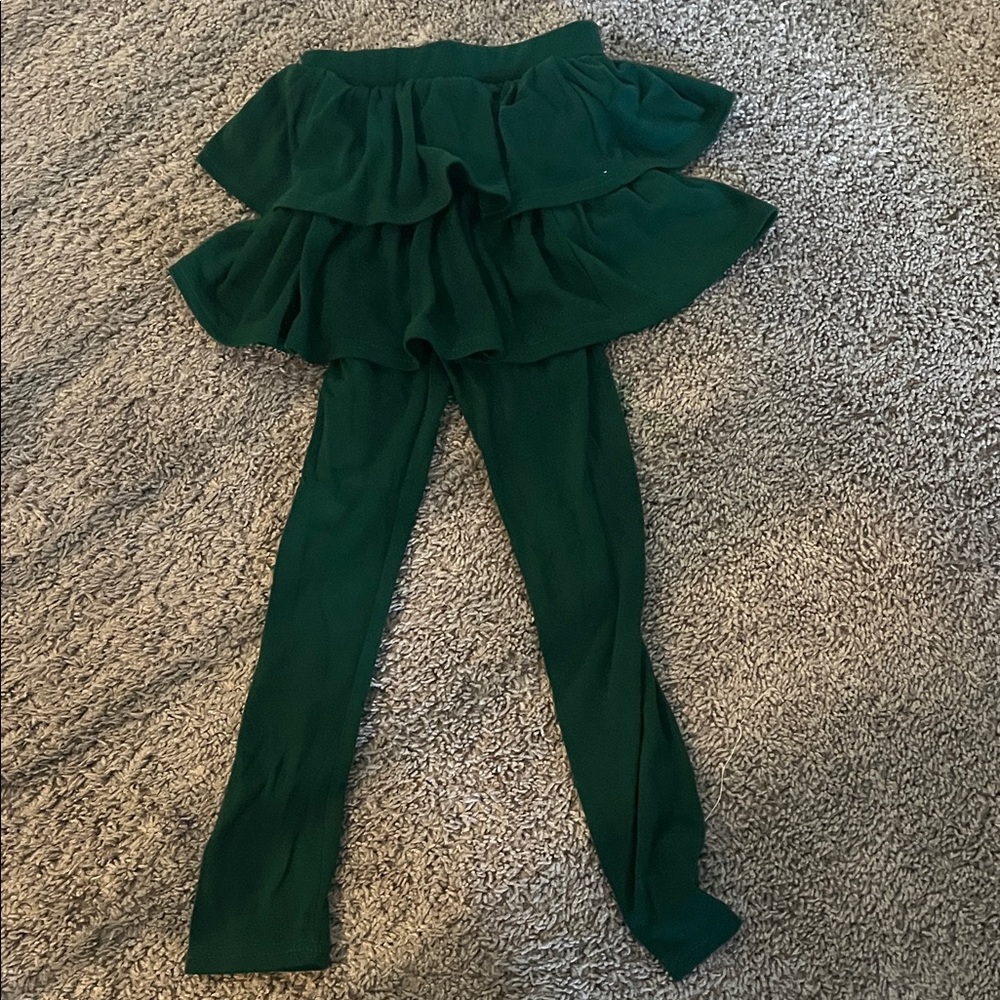 Green Ruffled Kids Leggings